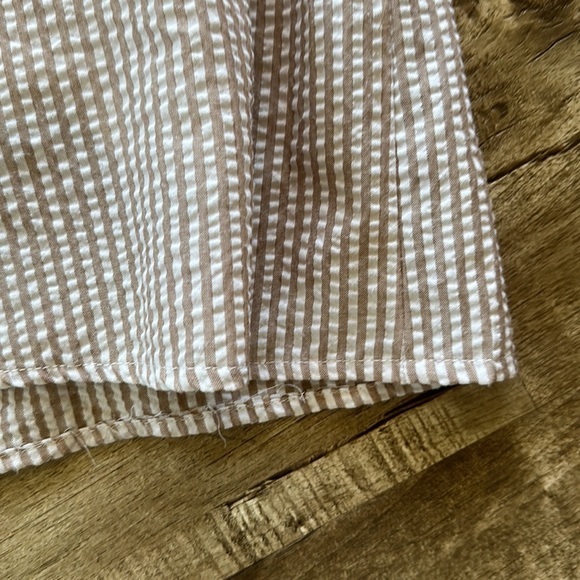 Pink Lily tan and white seersucker open neck layer prairie dress XL - Picture 4 of 10